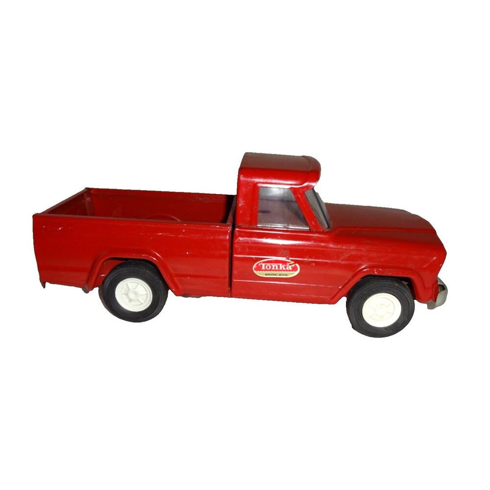 Vintage 1960's Red Tonka Jeep Pickup Truck Toy 9" Main Minn. Pressed Steel
